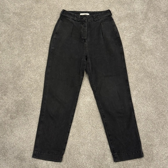 Mara Hoffman Jade Pants Washed Black Cropped Straight Leg Denim Size 4 EUC - Picture 6 of 15